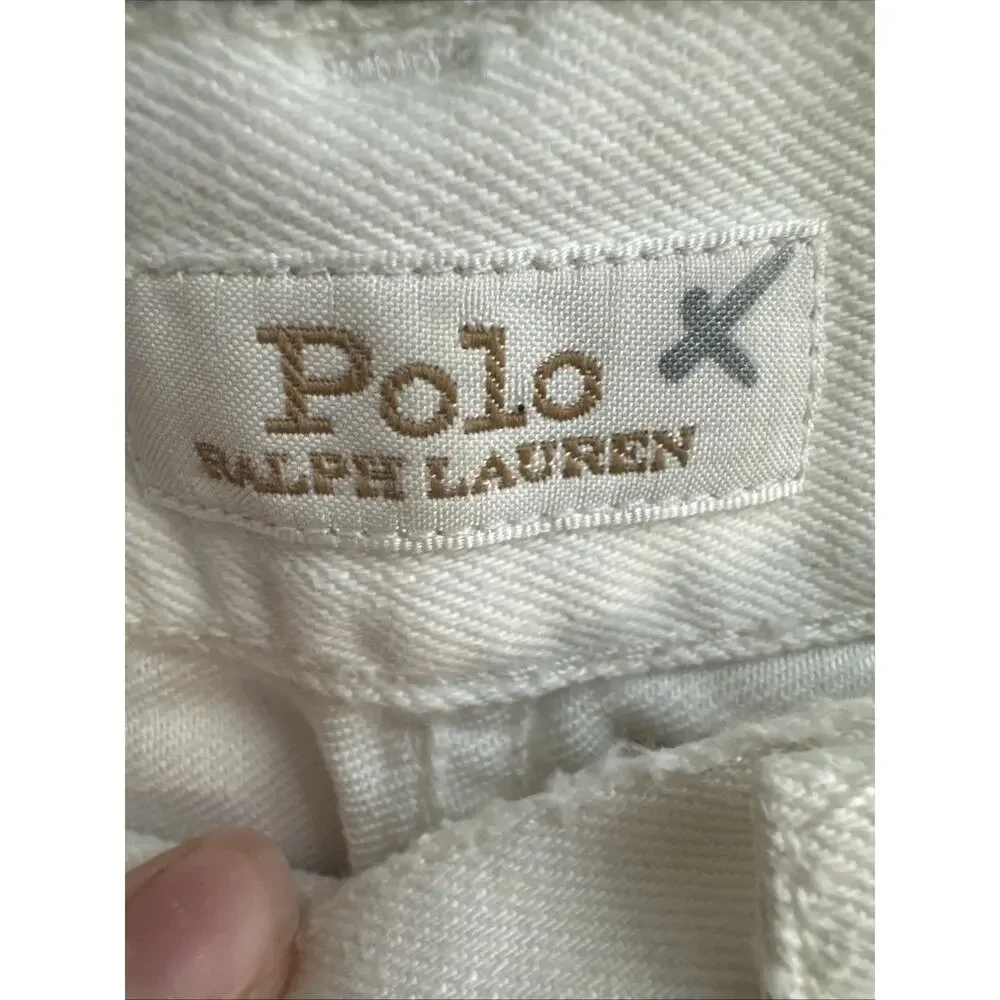Polo Ralph Lauren Size 26 The Avery Boyfriend Patchwork Jeans‎ Ivory Cropped